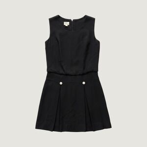 Vintage 60s Parfait Originals Rhinestone Button Pleated Shift Dress Small